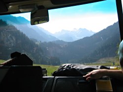 Bus approaching Griesalp