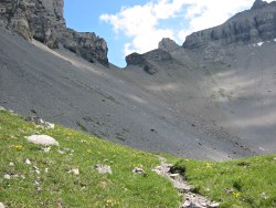 Looking back up to the pass